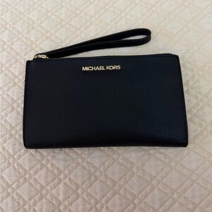 Michael Kors Black Wristlet with Gold Accents